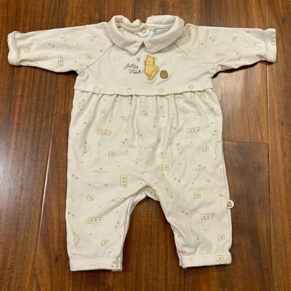 Classic Pooh Vintage Winnie the Pooh Disney beige embroidered jumpsuit